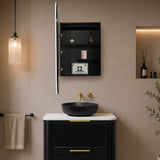 Pill Oval 500mm x 1000mm Frontlit LED Mirrored Shaving Cabinet, Matte Black