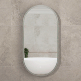 Pill Oval 500mm x 1000mm Frontlit LED Mirrored Shaving Cabinet, Matte White