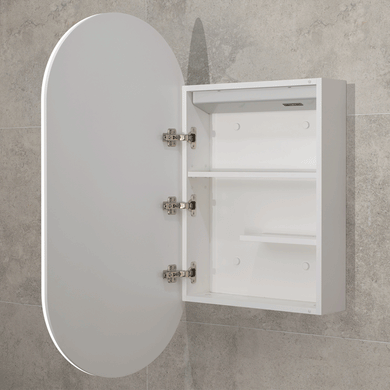 Pill Oval 600mm x 1200mm Frontlit LED Mirrored Shaving Cabinet, Matte White