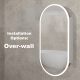Pill Oval 500mm x 1000mm Frontlit LED Mirrored Shaving Cabinet, Matte White