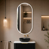 Pill Oval 600mm x 1200mm Frontlit LED Mirrored Shaving Cabinet, Matte Black