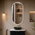 Pill Oval 600mm x 1200mm Frontlit LED Mirrored Shaving Cabinet, Matte Black