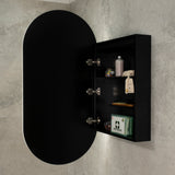 Pill Oval 600mm x 1200mm Frontlit LED Mirrored Shaving Cabinet, Matte Black
