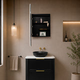 Pill Oval 600mm x 1200mm Frontlit LED Mirrored Shaving Cabinet, Matte Black