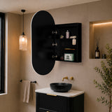 Pill Oval 600mm x 1200mm Frontlit LED Mirrored Shaving Cabinet, Matte Black