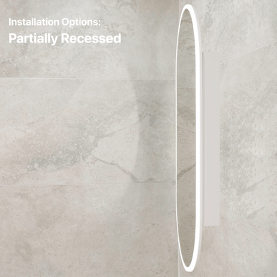 Pill Oval 600mm x 1200mm Frontlit LED Mirrored Shaving Cabinet, Matte White