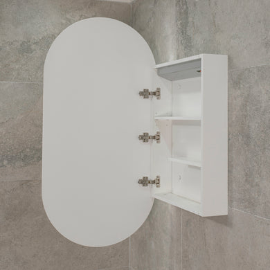 Pill Oval 600mm x 1200mm Frontlit LED Mirrored Shaving Cabinet, Matte White
