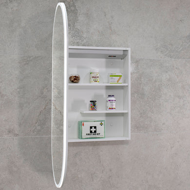 Pill Oval 600mm x 1200mm Frontlit LED Mirrored Shaving Cabinet, Matte White