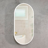 Pill Oval 600mm x 1200mm Frontlit LED Mirrored Shaving Cabinet, Matte White