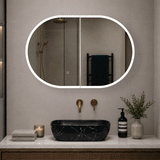 Pill Oval 900mm x 600mm Frontlit LED Mirrored Shaving Cabinet, Matte Black