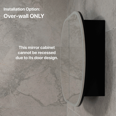 Pill Oval 900mm x 600mm Frontlit LED Mirrored Shaving Cabinet, Matte Black