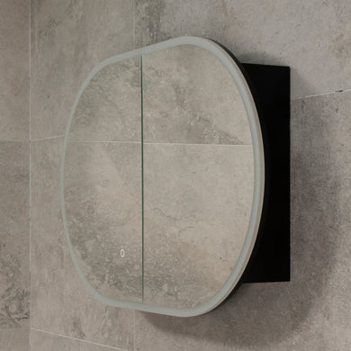 Pill Oval 900mm x 600mm Frontlit LED Mirrored Shaving Cabinet, Matte Black