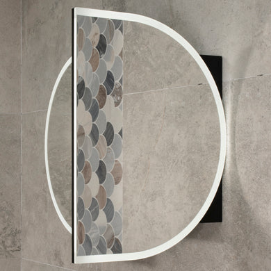 Pill Oval 900mm x 600mm Frontlit LED Mirrored Shaving Cabinet, Matte Black