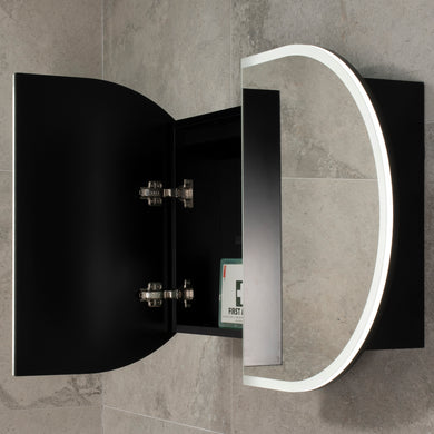 Pill Oval 900mm x 600mm Frontlit LED Mirrored Shaving Cabinet, Matte Black