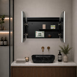 Pill Oval 900mm x 600mm Frontlit LED Mirrored Shaving Cabinet, Matte Black