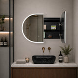 Pill Oval 900mm x 600mm Frontlit LED Mirrored Shaving Cabinet, Matte Black