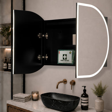 Pill Oval 900mm x 600mm Frontlit LED Mirrored Shaving Cabinet, Matte Black