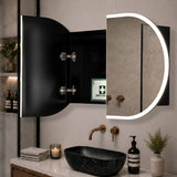 Pill Oval 900mm x 600mm Frontlit LED Mirrored Shaving Cabinet, Matte Black