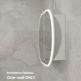 Pill Oval 900mm x 600mm Frontlit LED Mirrored Shaving Cabinet, Matte White