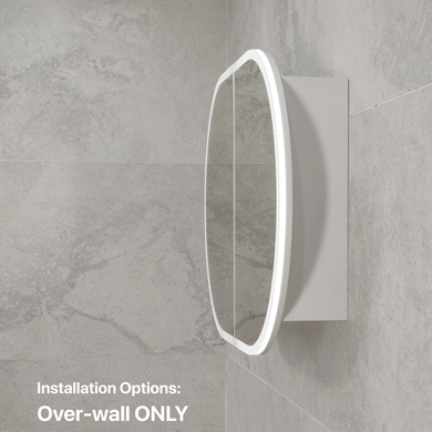 Pill Oval 900mm x 600mm Frontlit LED Mirrored Shaving Cabinet, Matte White