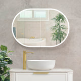 Pill Oval 900mm x 600mm Frontlit LED Mirrored Shaving Cabinet, Matte White