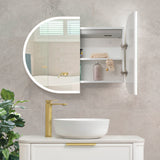 Pill Oval 900mm x 600mm Frontlit LED Mirrored Shaving Cabinet, Matte White