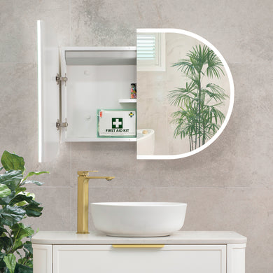 Pill Oval 900mm x 600mm Frontlit LED Mirrored Shaving Cabinet, Matte White