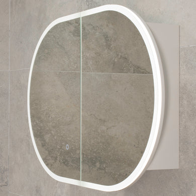 Pill Oval 900mm x 600mm Frontlit LED Mirrored Shaving Cabinet, Matte White