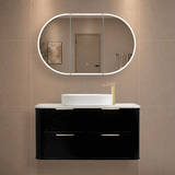 Pill Oval 1200mm x 750mm Frontlit LED Mirrored Shaving Cabinet, Matte Black