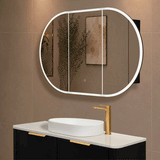 Pill Oval 1200mm x 750mm Frontlit LED Mirrored Shaving Cabinet, Matte Black