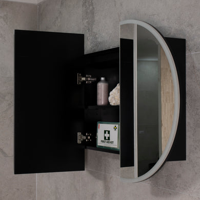 Pill Oval 1200mm x 750mm Frontlit LED Mirrored Shaving Cabinet, Matte Black
