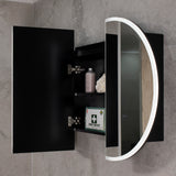 Pill Oval 1200mm x 750mm Frontlit LED Mirrored Shaving Cabinet, Matte Black