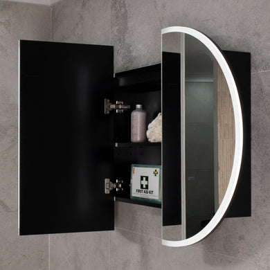 Pill Oval 1200mm x 750mm Frontlit LED Mirrored Shaving Cabinet, Matte Black