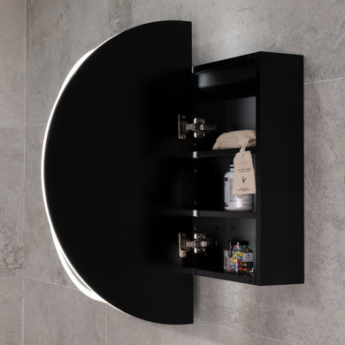 Pill Oval 1200mm x 750mm Frontlit LED Mirrored Shaving Cabinet, Matte Black