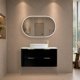 Pill Oval 1200mm x 750mm Frontlit LED Mirrored Shaving Cabinet, Matte Black