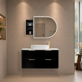 Pill Oval 1200mm x 750mm Frontlit LED Mirrored Shaving Cabinet, Matte Black