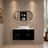Pill Oval 1200mm x 750mm Frontlit LED Mirrored Shaving Cabinet, Matte Black
