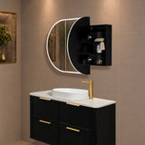 Pill Oval 1200mm x 750mm Frontlit LED Mirrored Shaving Cabinet, Matte Black