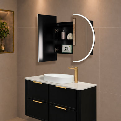 Pill Oval 1200mm x 750mm Frontlit LED Mirrored Shaving Cabinet, Matte Black