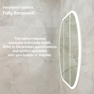 Pill Oval 1200mm x 750mm Frontlit LED Mirrored Shaving Cabinet, Matte White