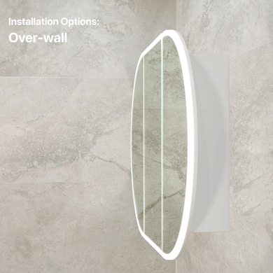 Pill Oval 1200mm x 750mm Frontlit LED Mirrored Shaving Cabinet, Matte White