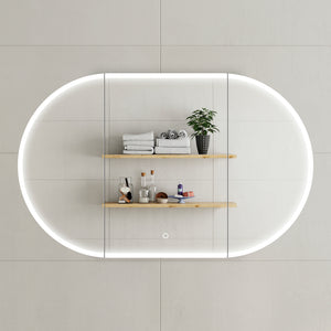 Pill Oval 1200mm x 750mm Frontlit LED Mirrored Shaving Cabinet, Matte White