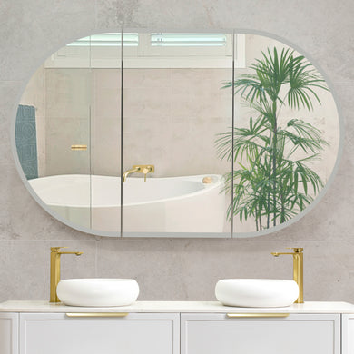 Pill Oval 1200mm x 750mm Frontlit LED Mirrored Shaving Cabinet, Matte Black