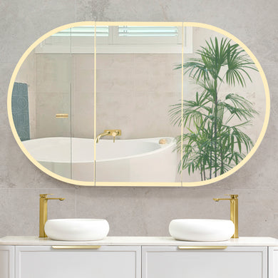 Pill Oval 1200mm x 750mm Frontlit LED Mirrored Shaving Cabinet, Matte Black