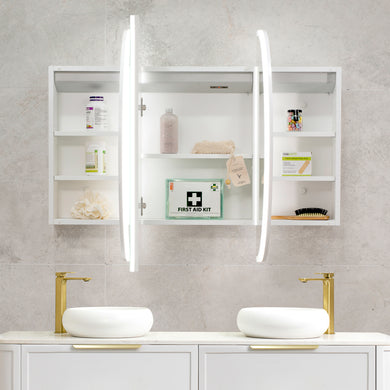 Pill Oval 1200mm x 750mm Frontlit LED Mirrored Shaving Cabinet, Matte White
