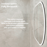 Pill Oval 1500mm x 900mm Frontlit LED Mirrored Shaving Cabinet, Matte Black