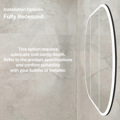 Pill Oval 1500mm x 900mm Frontlit LED Mirrored Shaving Cabinet, Matte Black