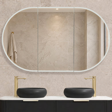 Pill Oval 1500mm x 900mm Frontlit LED Mirrored Shaving Cabinet, Matte Black