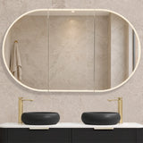 Pill Oval 1500mm x 900mm Frontlit LED Mirrored Shaving Cabinet, Matte Black