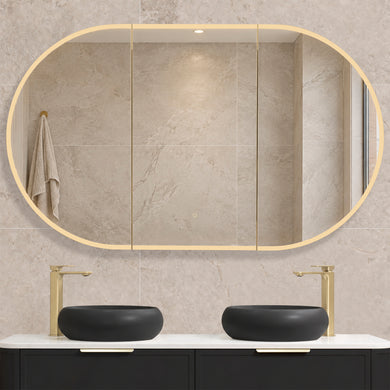 Pill Oval 1500mm x 900mm Frontlit LED Mirrored Shaving Cabinet, Matte Black